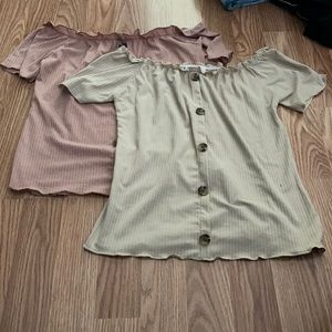 Chic Mi Two Off-the-Shoulder Crop Tops With Button